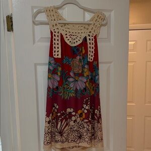 Source Unknown Red Floral Mini Dress